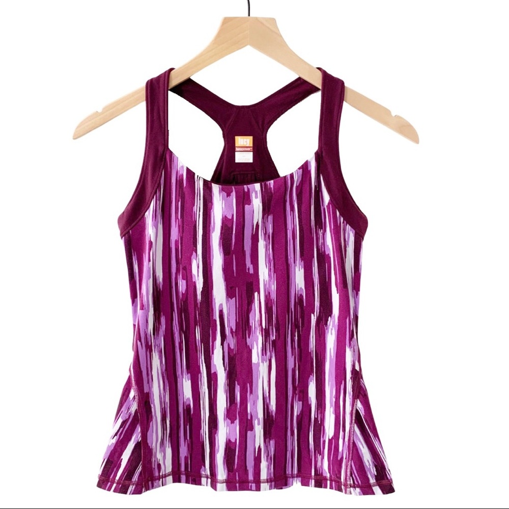 Lucy Power Cross Strap Sport Bra Tank Purple Print - Picture 2 of 16